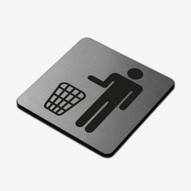 Information signs Trash Bin Sign: Stainless Steel Sign