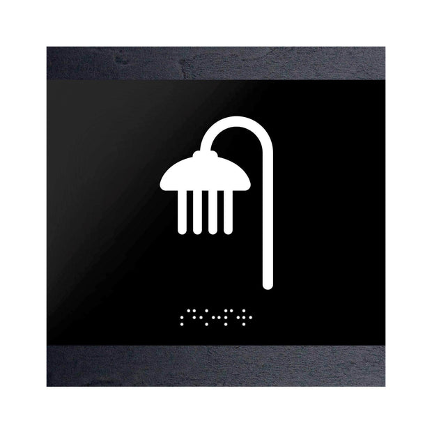 Information signs Wood Door Sign for Shower Room - "Buro" Design