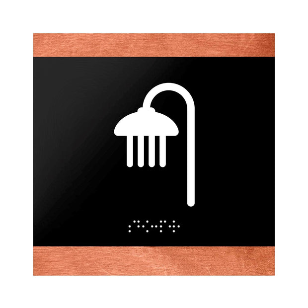 Information signs Wood Door Sign for Shower Room - "Buro" Design