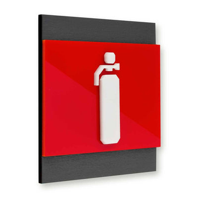 Extinguisher Fire Safety Wooden Wall Sign Information signs Anthracite Gray Bsign