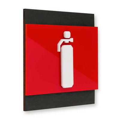 Extinguisher Fire Safety Wooden Wall Sign Information signs Dark Wenge Bsign
