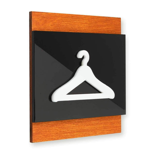 Information signs Wooden Sign with Hanger Pictogram for Wardrobe - "Buro" Design