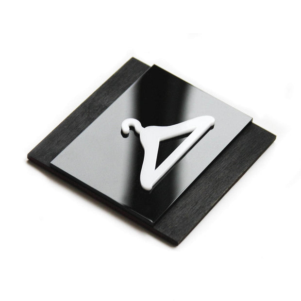 Information signs Wooden Sign with Hanger Pictogram for Wardrobe - "Buro" Design