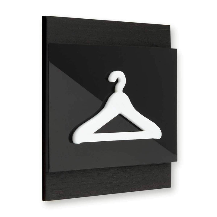 Information signs Wooden Sign with Hanger Pictogram for Wardrobe - "Buro" Design
