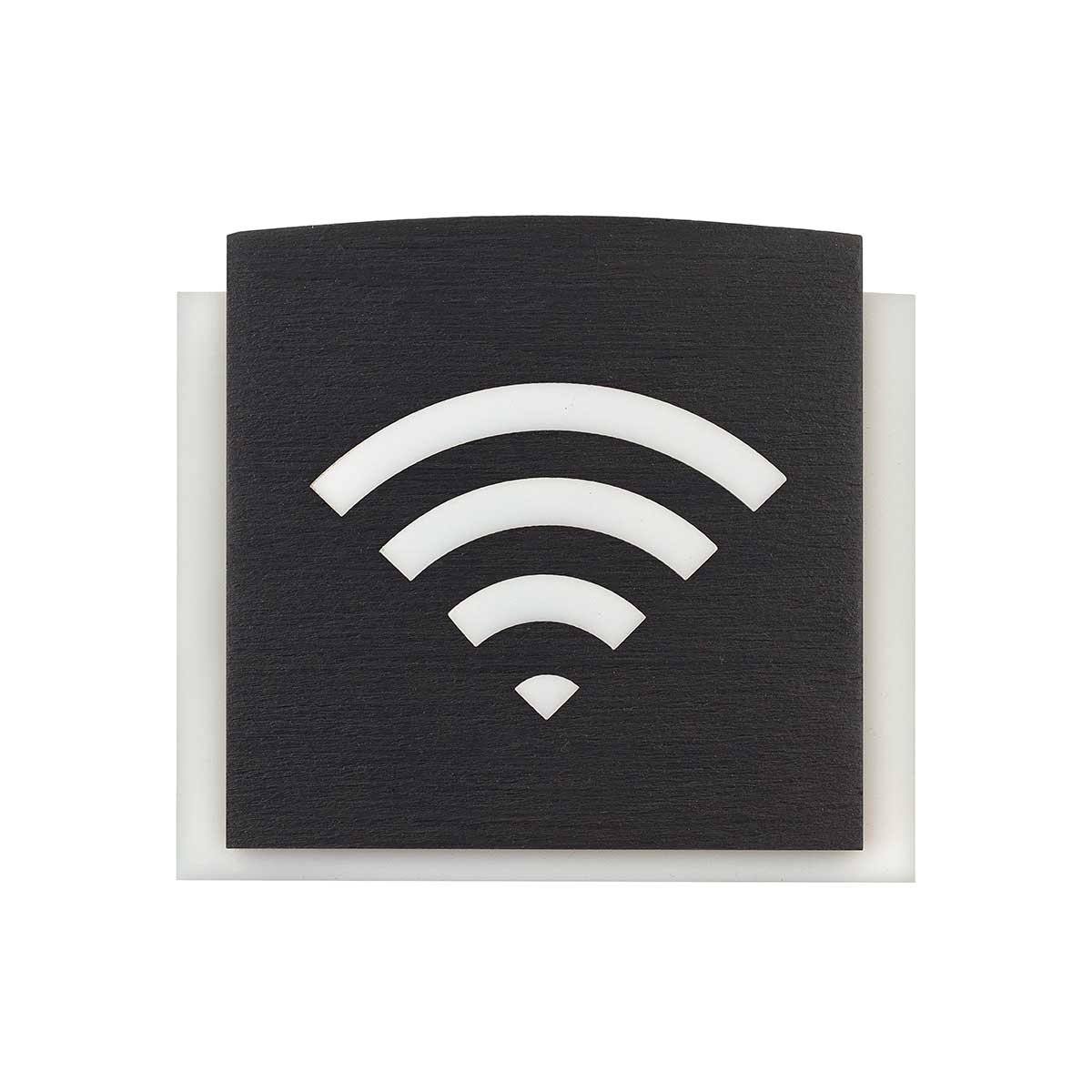 Wooden Wi-Fi Plate for Waiting Room Information signs Anthracite Gray Bsign