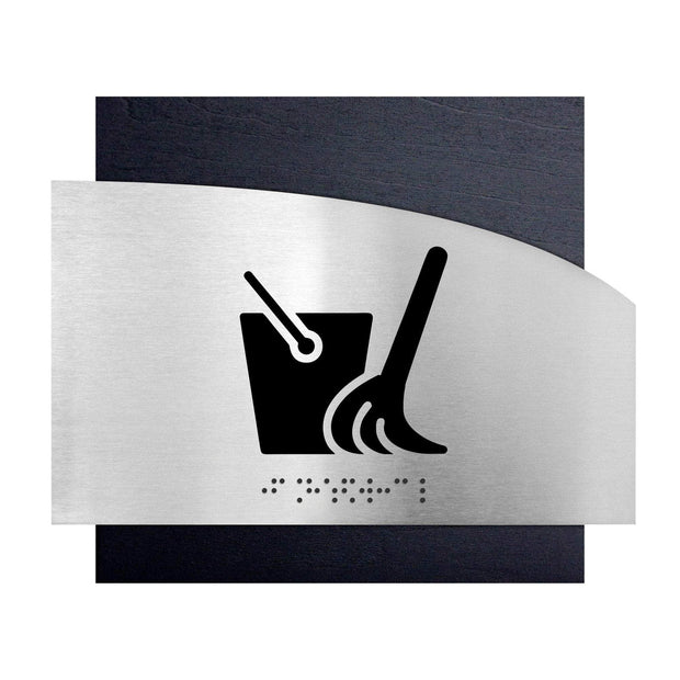 Information signs Wood & Steel Cleaning Room Sign - "Wave" Design