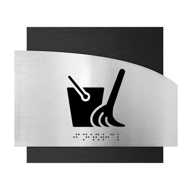 Information signs Wood & Steel Cleaning Room Sign - "Wave" Design