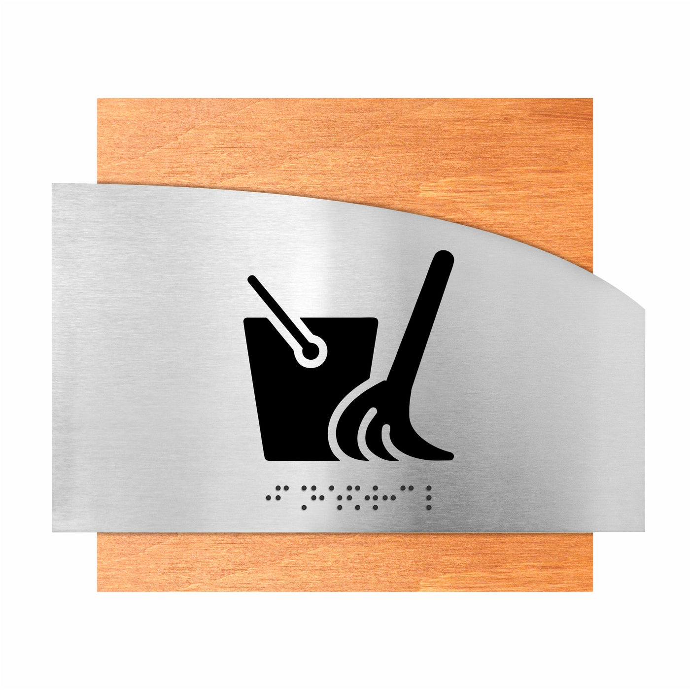 Wood & Steel Cleaning Room Sign "Wave" Design