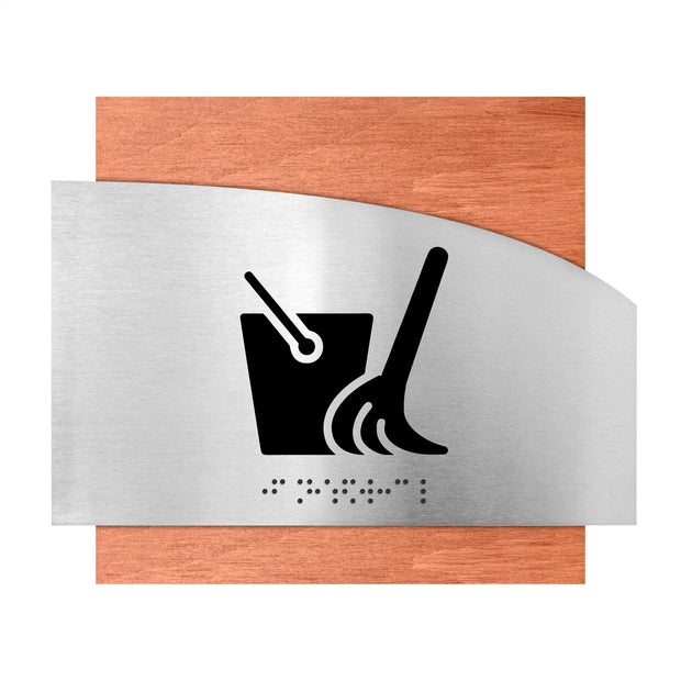 Information signs Wood & Steel Cleaning Room Sign - "Wave" Design