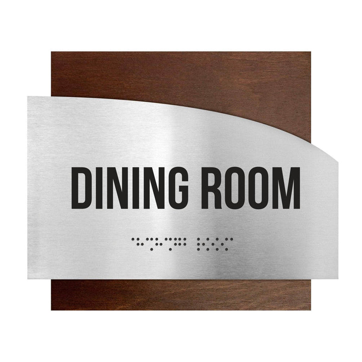 Information signs Wood & Steel Dining Room Plate - "Wave" Design