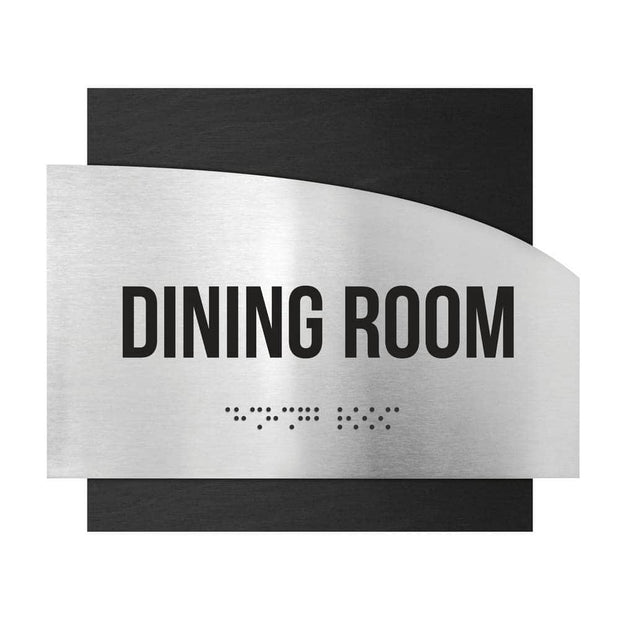 Information signs Wood & Steel Dining Room Plate - "Wave" Design