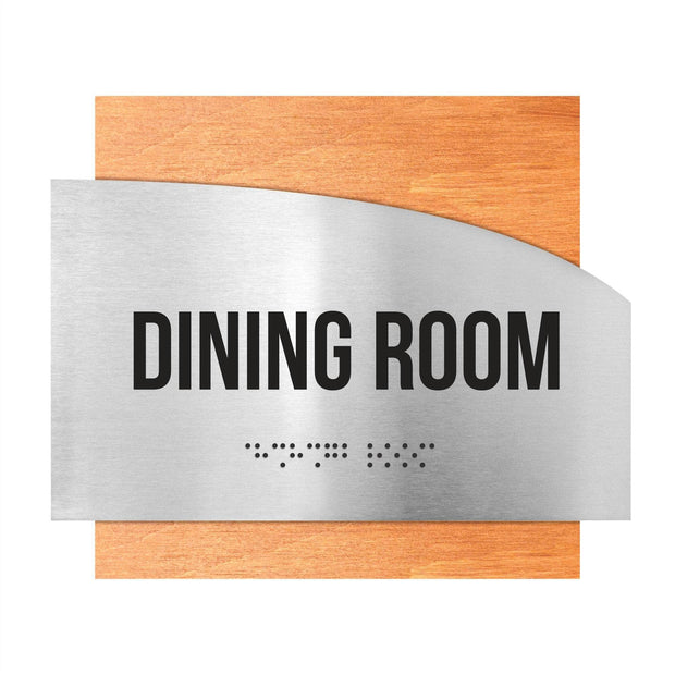 Information signs Wood & Steel Dining Room Plate - "Wave" Design
