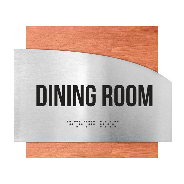 Information signs Wood & Steel Dining Room Plate - "Wave" Design