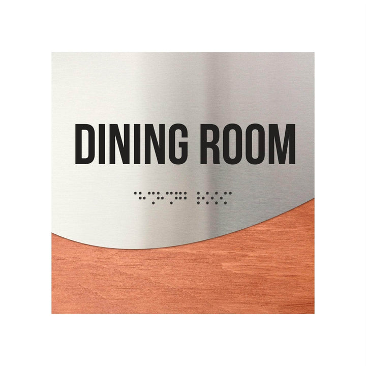 Information signs Dining Room Sign: Wood & Stainless Steel Plate with Inscription — "Jure" Design