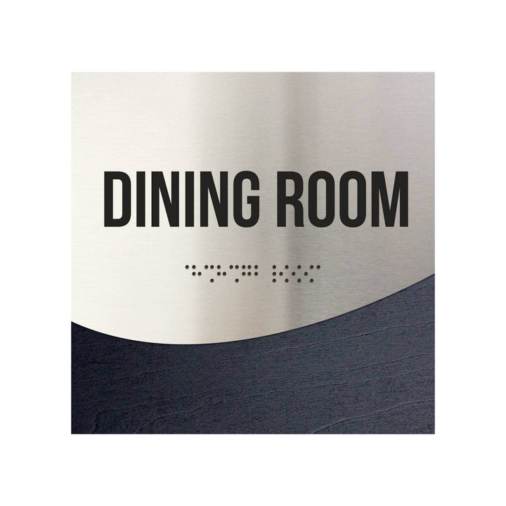 Information signs Dining Room Sign: Wood &amp; Stainless Steel Plate with Inscription — "Jure" Design