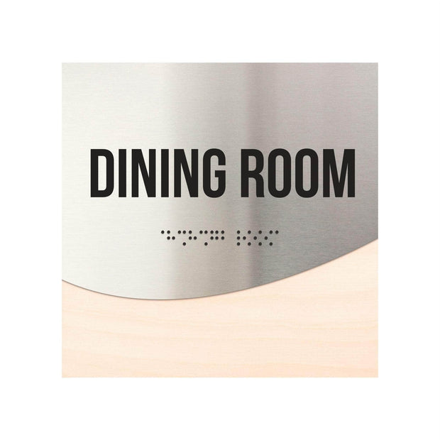 Information signs Dining Room Sign: Wood & Stainless Steel Plate with Inscription — "Jure" Design