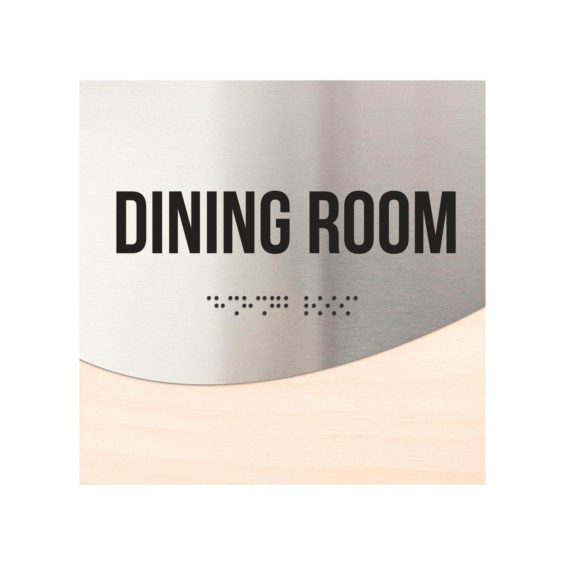 Dining Room Sign: Wood & Stainless Steel Plate —