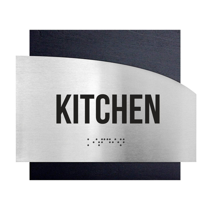 Information signs Wood &amp; Steel Kitchen Room Sign - "Wave" Design