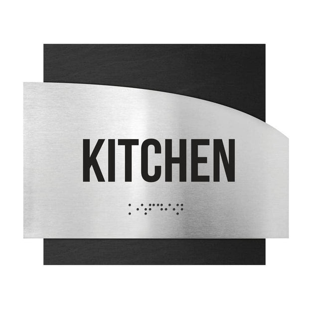 Information signs Wood & Steel Kitchen Room Sign - "Wave" Design