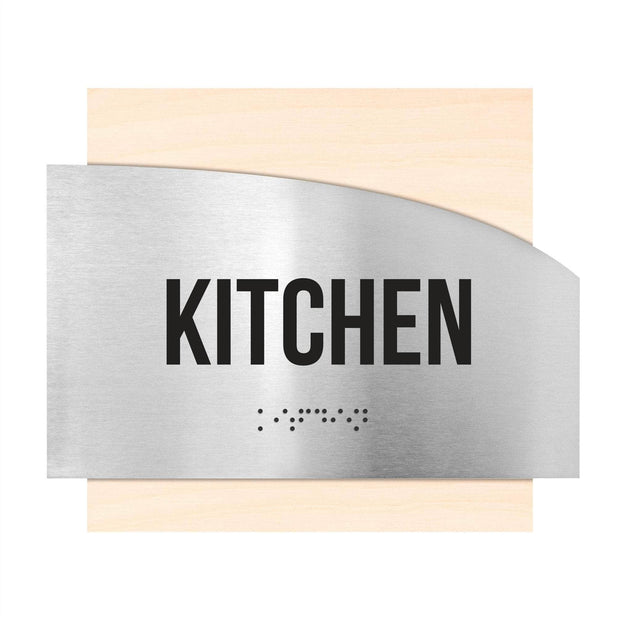 Information signs Wood & Steel Kitchen Room Sign - "Wave" Design