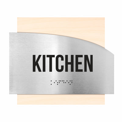 Wood & Steel Kitchen Room Sign - "Wave" Design
