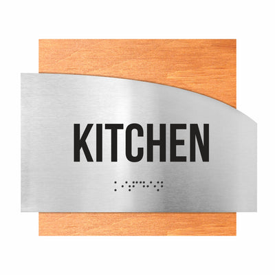 Wood & Steel Kitchen Room Sign "Wave" Design