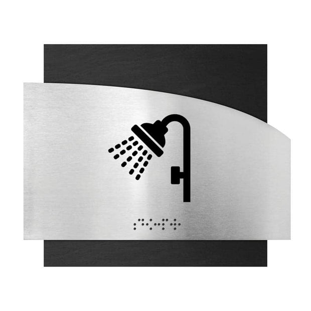 Information signs Wood & Steel Shower Sign - "Wave" Design