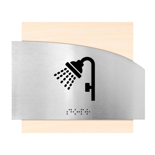 Information signs Wood & Steel Shower Sign - "Wave" Design
