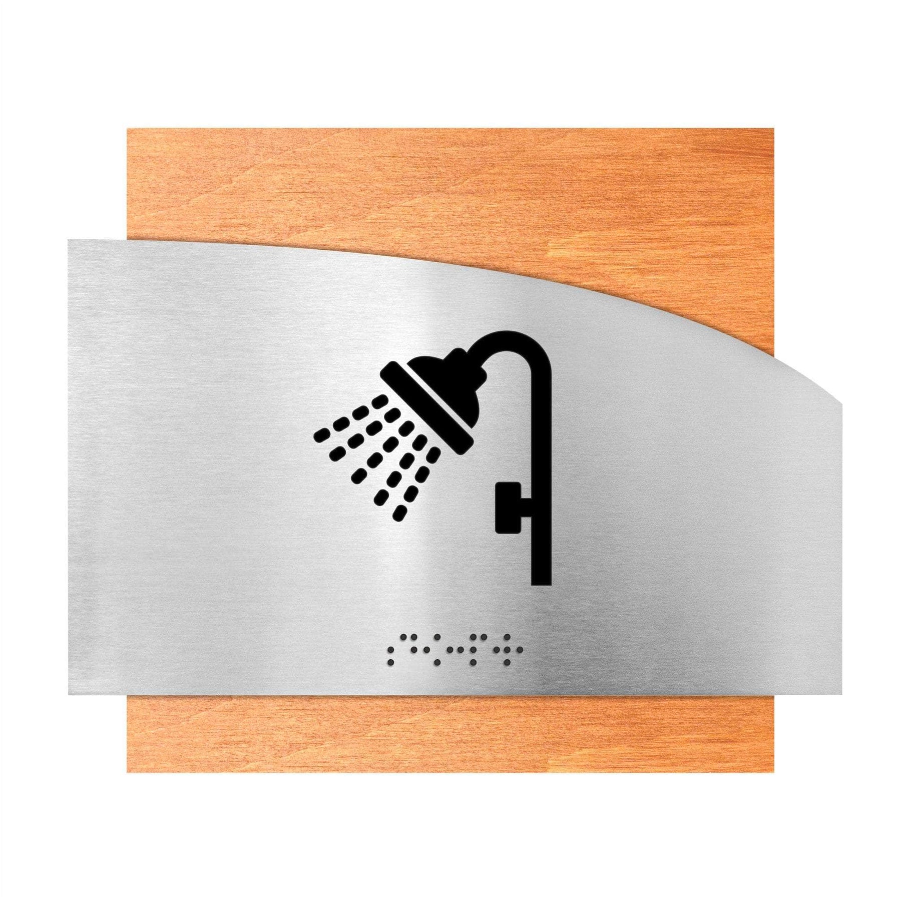 Js106 Shower Sign Shower Sign: Wood & Steel Plate —