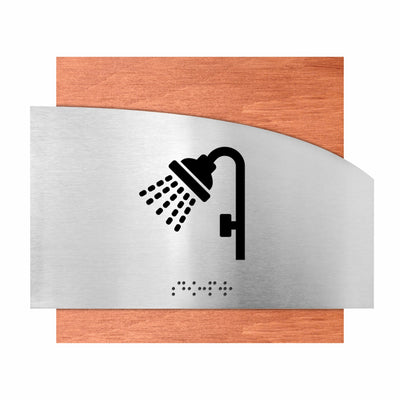 Wood & Steel Shower Sign - "Wave" Design