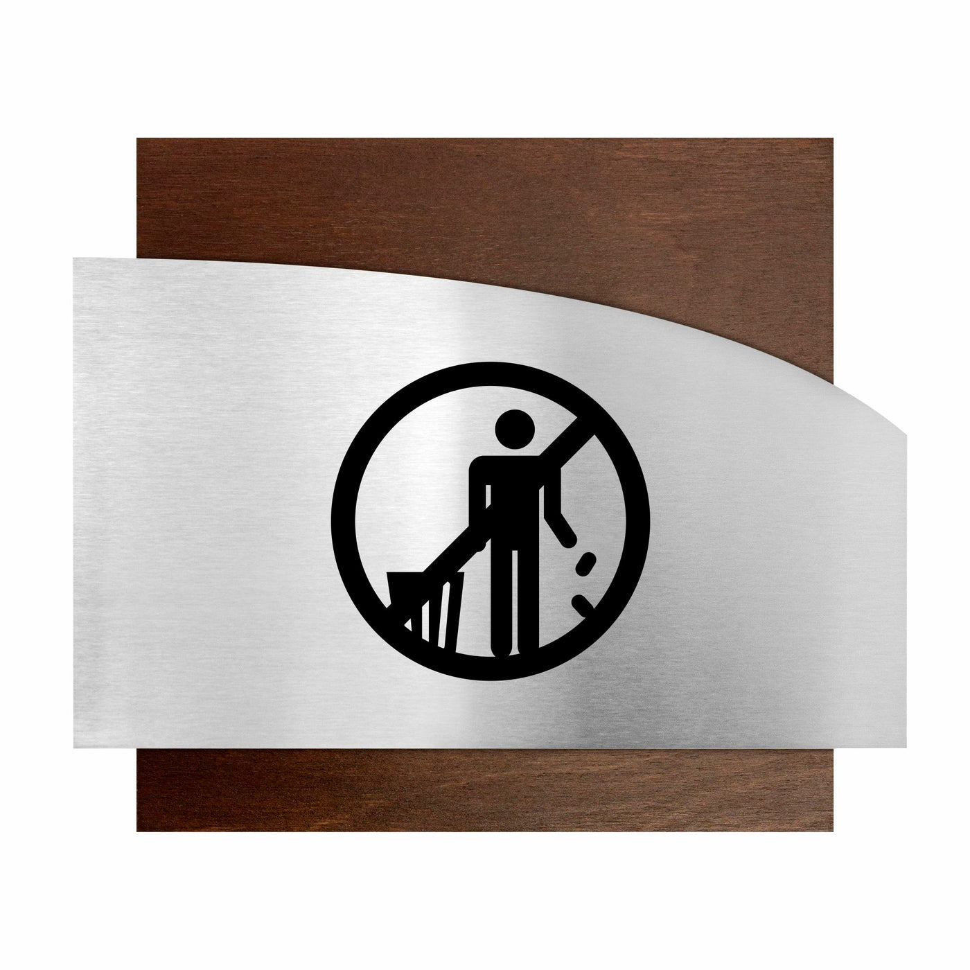 Wooden Don't Litter Sign - "Wave" Design
