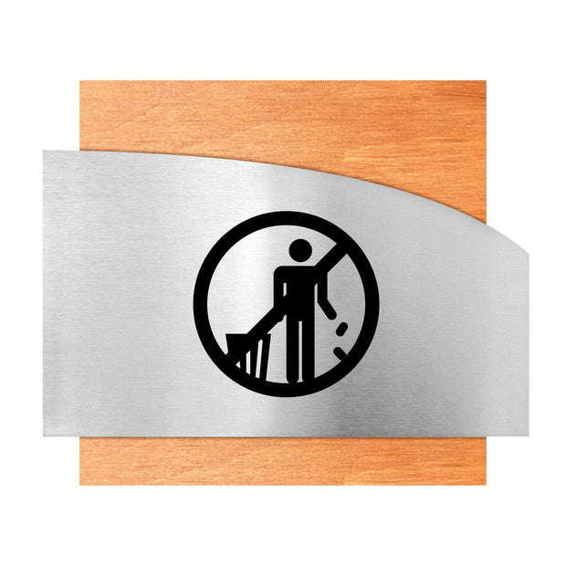 Information signs Wooden Don't Litter Sign - "Wave" Design