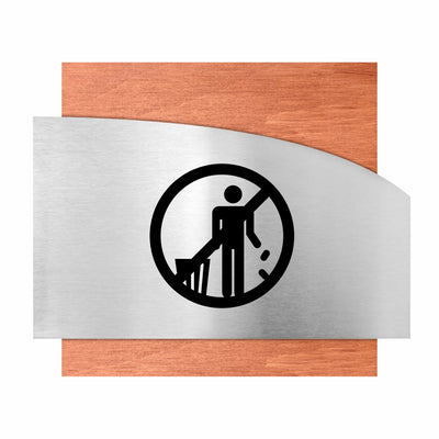 Wooden Don't Litter Sign - "Wave" Design