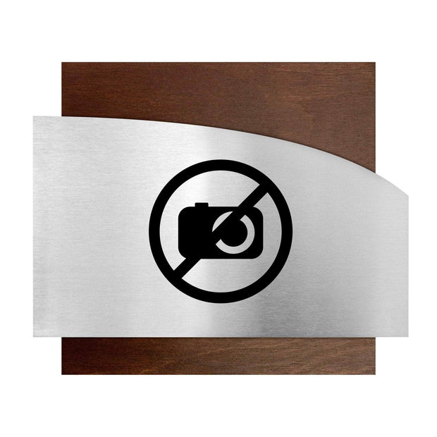 Information signs Wooden No Photography Sign - "Wave" Design