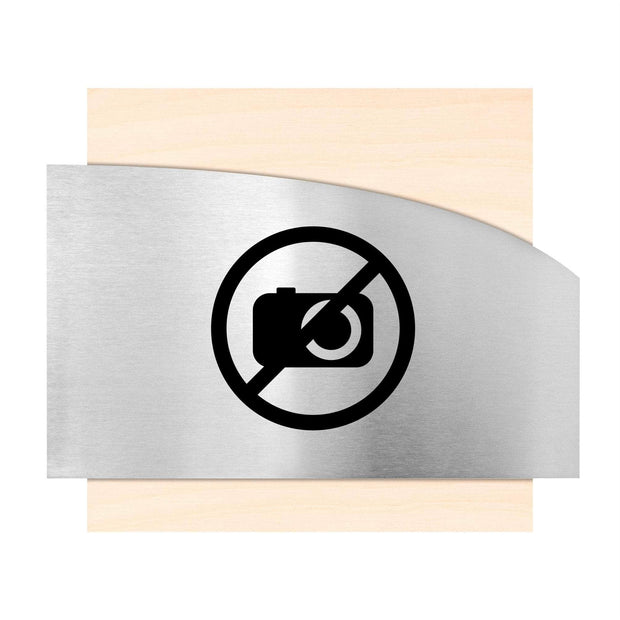 Information signs Wooden No Photography Sign - "Wave" Design
