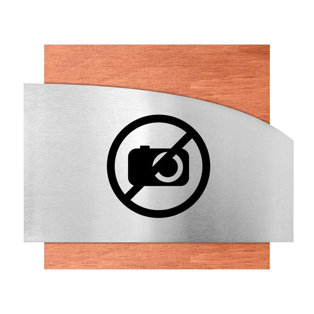 Information signs Wooden No Photography Sign - "Wave" Design