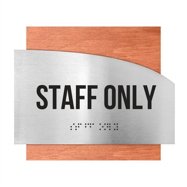 Information signs Wooden Staff Only Sign - "Wave" Design