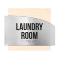 Laundry Room Sign — Stainless Steel & Wood Door Plate — "Wave" Design - Photo #6