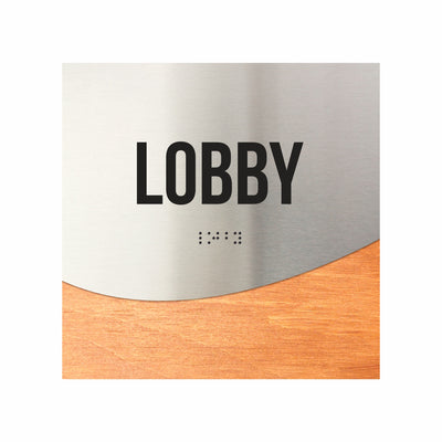 Lobby Signs - Stainless Steel & Wood Door Plate "Jure" Design