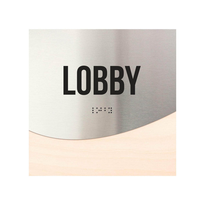 Lobby Sign - Stainless steel &amp; Wood Door Plate - "Jure" Design