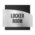 Door Signs Locker Room Signs - Stainless Steel & Wood Plate - "Wave" Design - Photo #1
