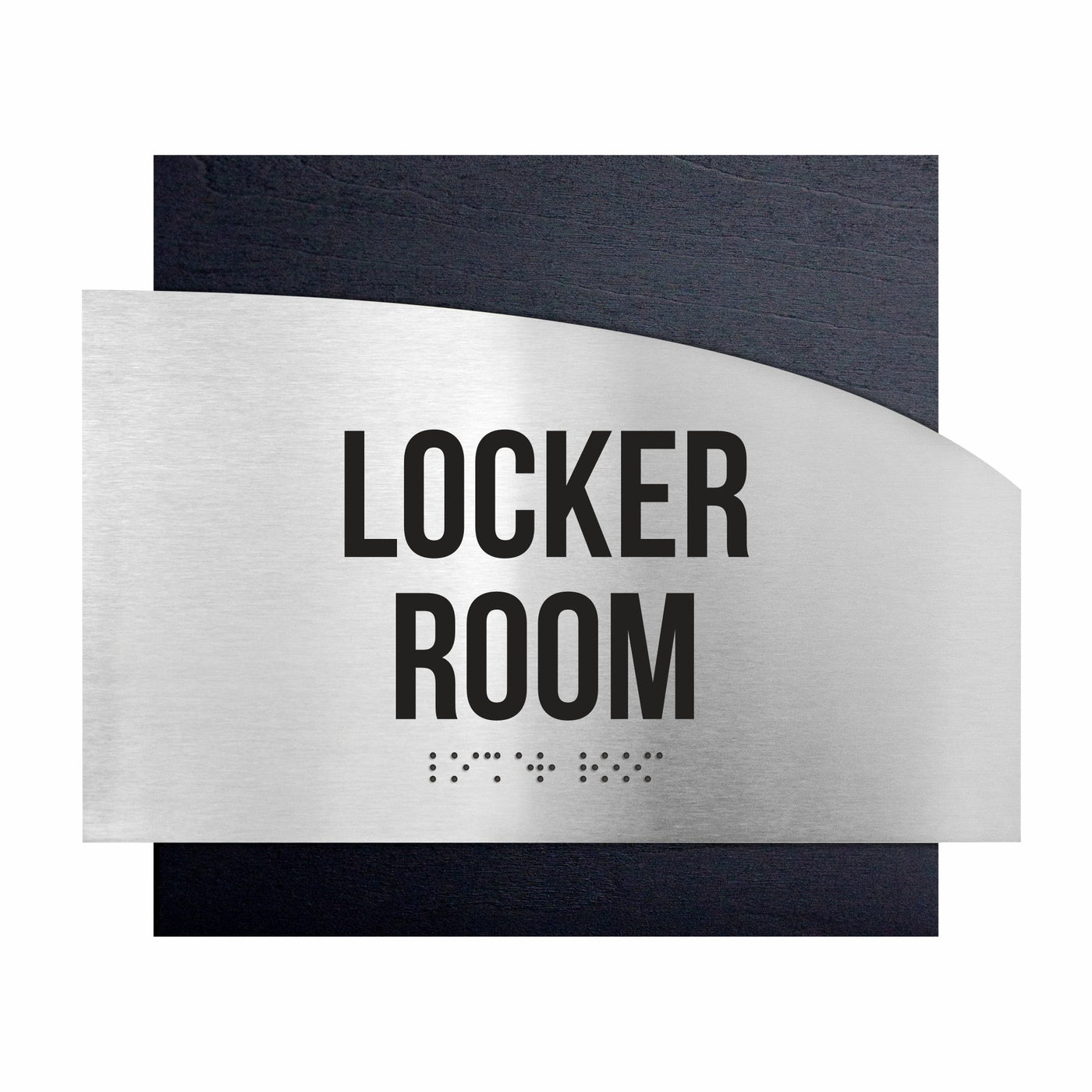 Door Signs - Locker Room Signs - Stainless Steel & Wood Plate - "Wave" Design