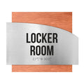 Door Signs Locker Room Signs - Stainless Steel & Wood Plate - "Wave" Design - Photo #4