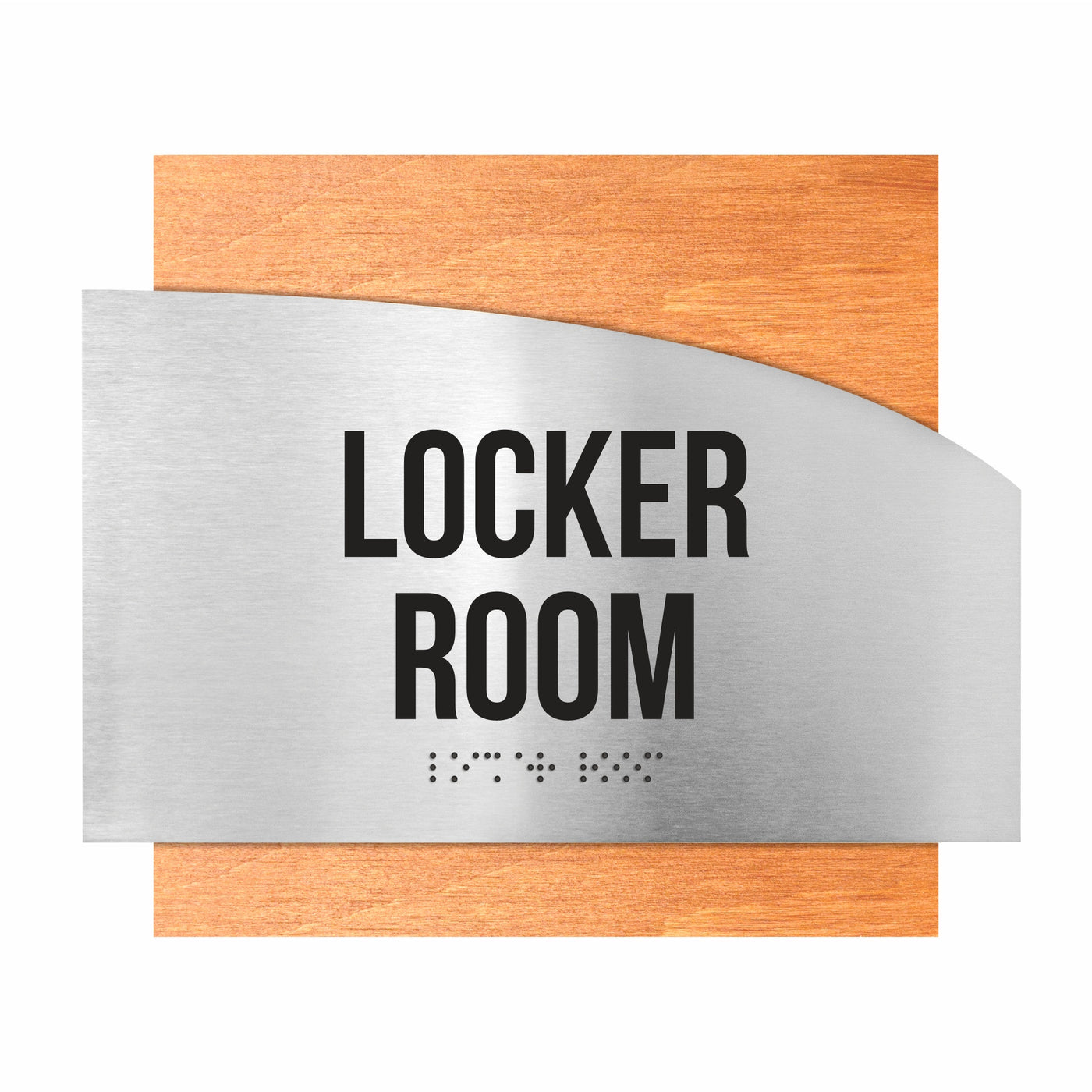 Door Signs - Locker Room Signs - Stainless Steel & Wood Plate - "Wave" Design