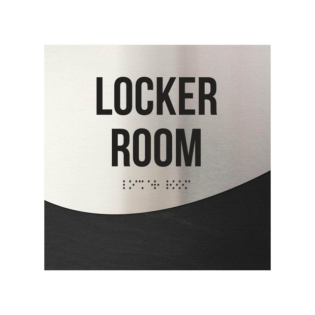 Locker Room Sign - Stainless Steel & Wood Door Plate - "Jure" Design