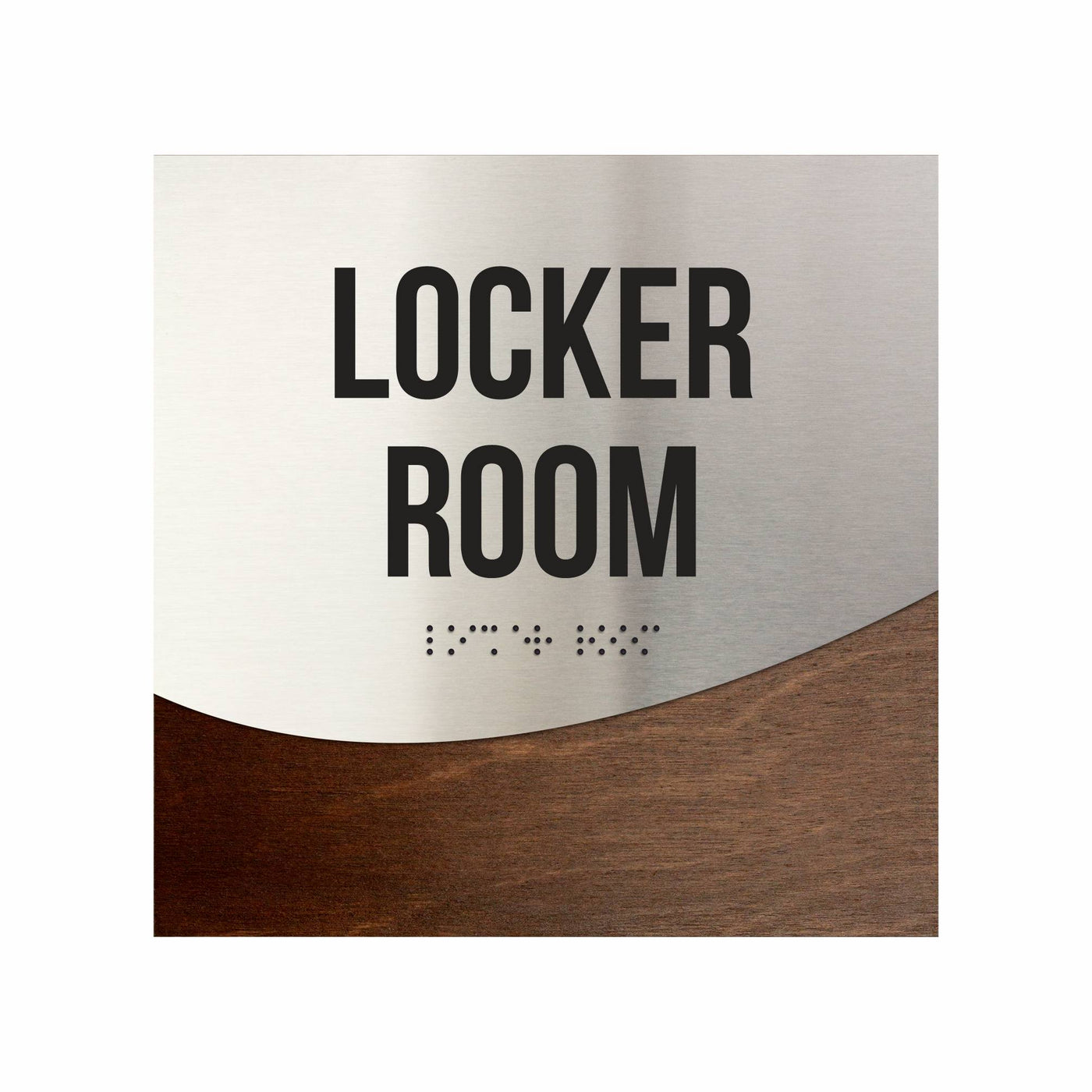 Locker Room Door Sign - Stainless Steel & Wood Door Plate "Jure" Design