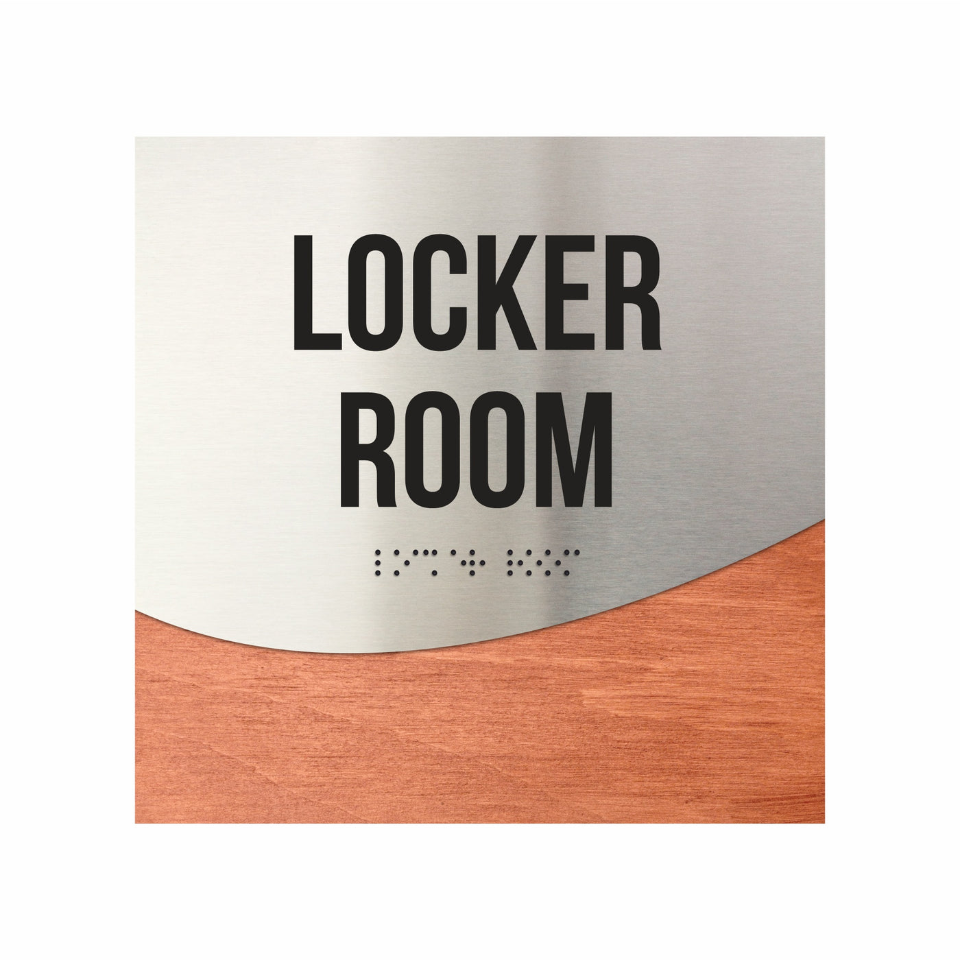 Locker Room Sign - Stainless Steel & Wood Door Plate - "Jure" Design