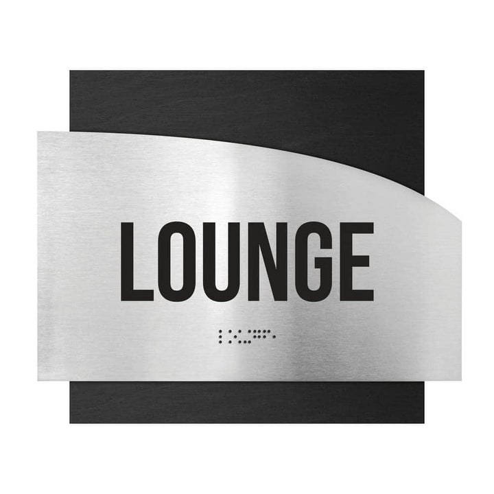 Door Signs Lounge Room Signs - Stainless steel & Wood Plate - "Wave" Design