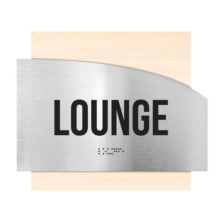 Door Signs Lounge Room Signs - Stainless steel &amp; Wood Plate - "Wave" Design