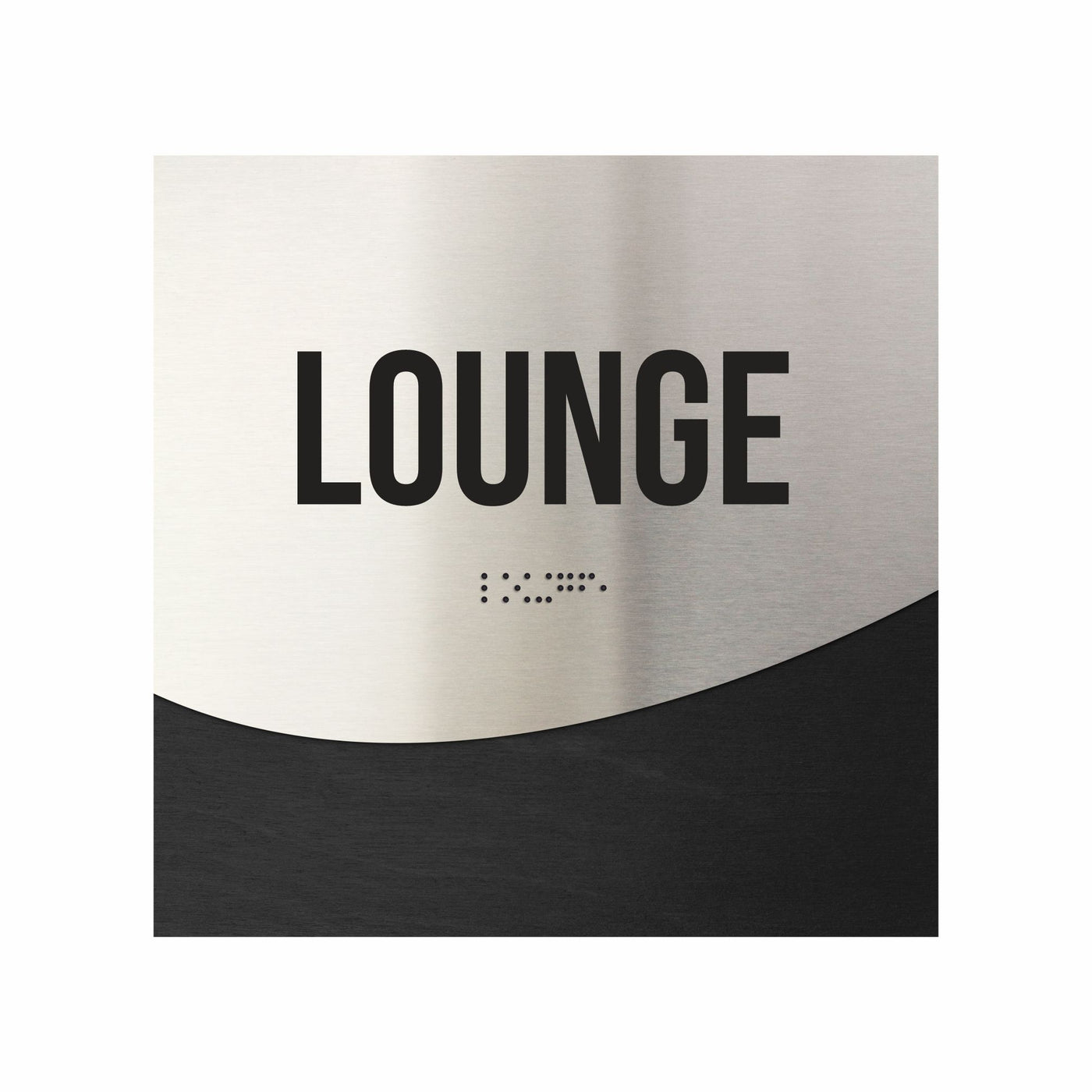 Lounge Room Door Sign - Stainless Steel & Wood Door Plate - "Jure" Design